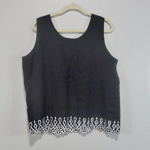 Bob Mackie Wearable Art Size XL Linen Blend Tank Black - Picture 5 of 5